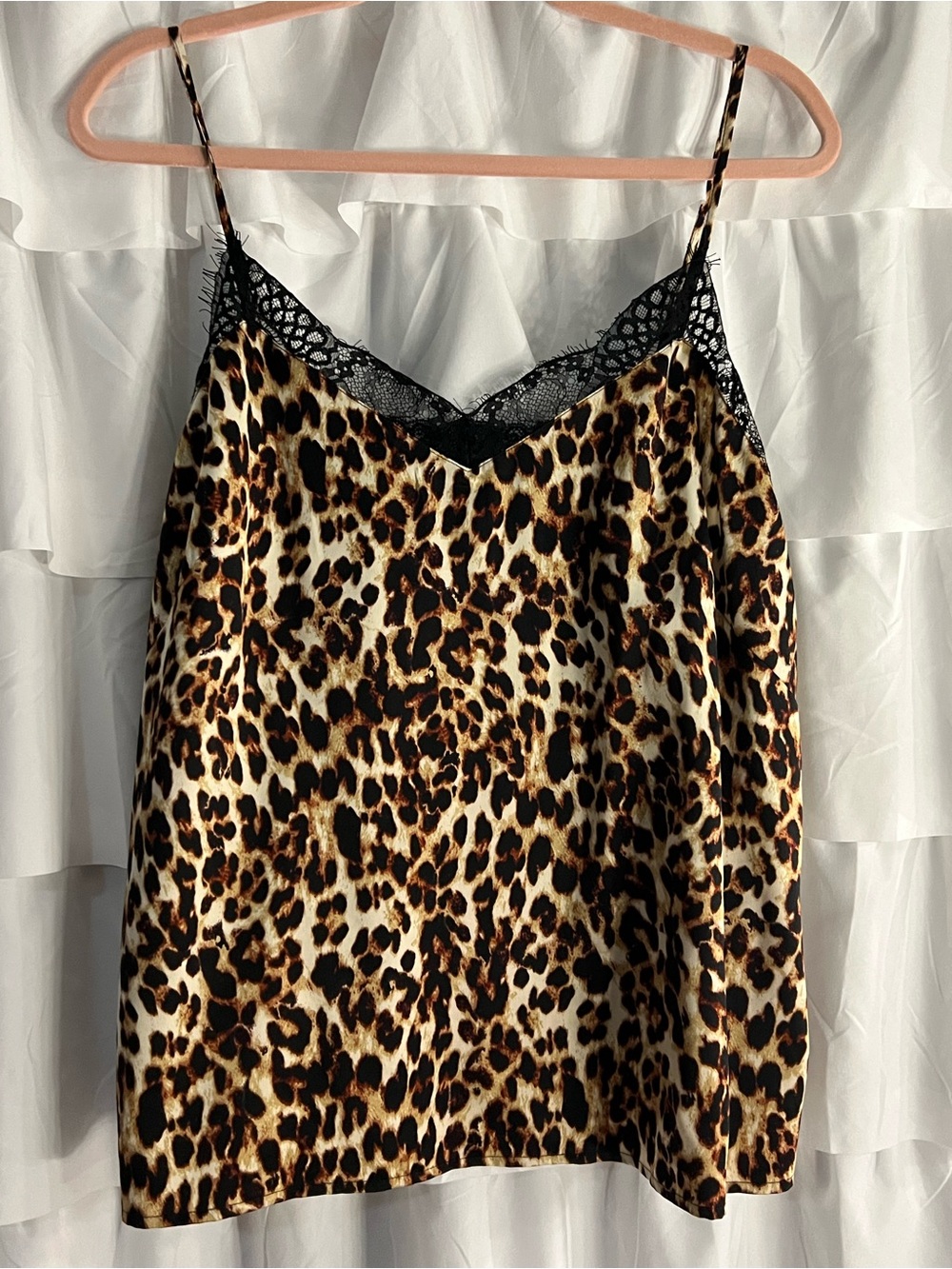 KAARI Blue brand Leopard Print Lace Trim Cami - Women’s XL